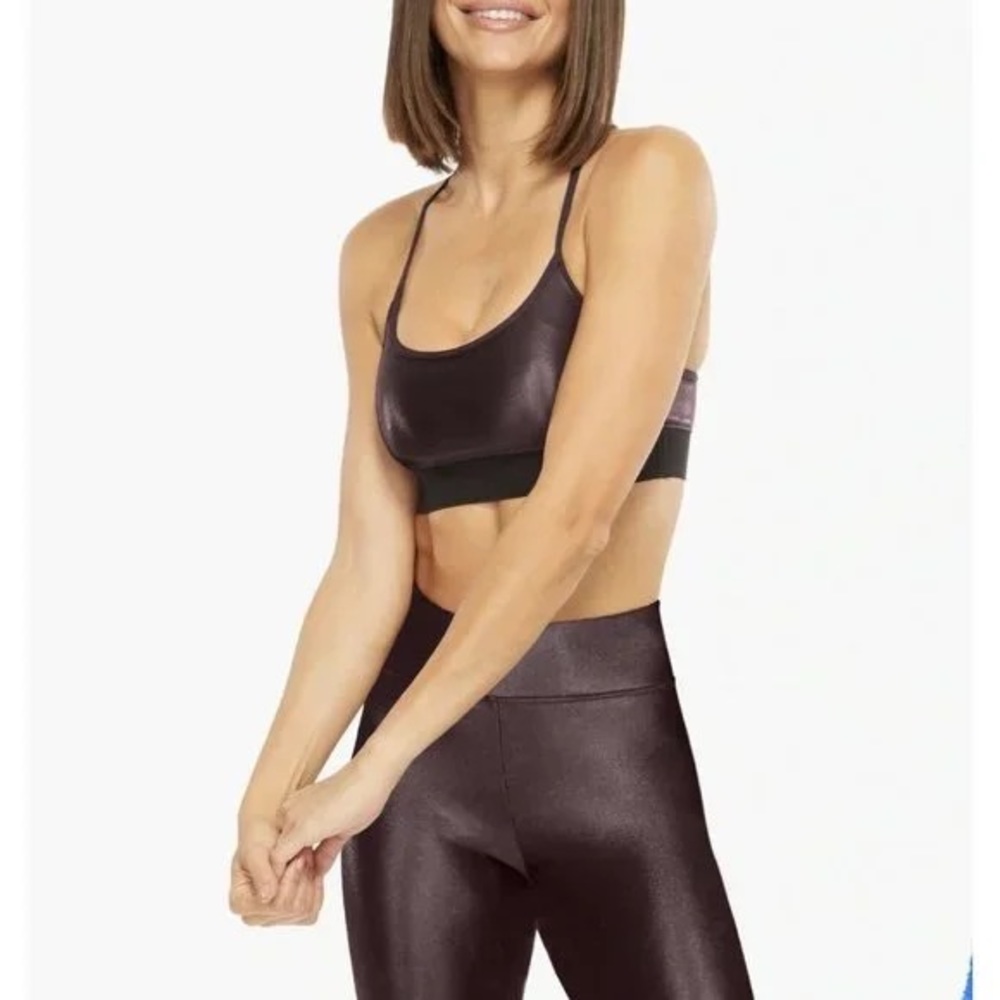 KORAL Lustrous Sweeper Infinity Sports Bra Mahogany Metallic Racerback